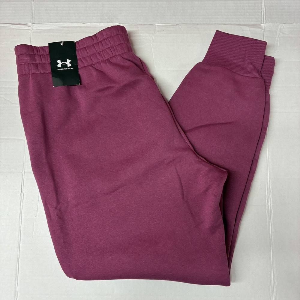 Under Armour UA Rival Fleece Jogger Pants Women's XL Purple Pockets Drawstring